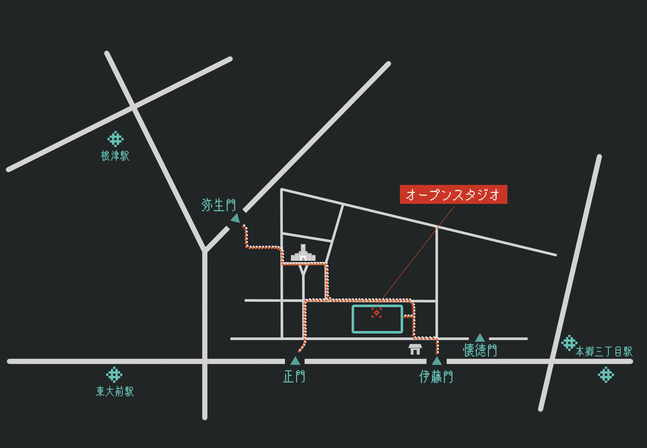 東京大学、本郷キャンパス、展示会場への地図